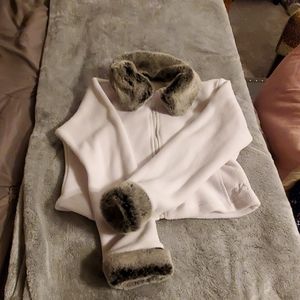 GK Fleece Fur Trim Warm Up Jacket